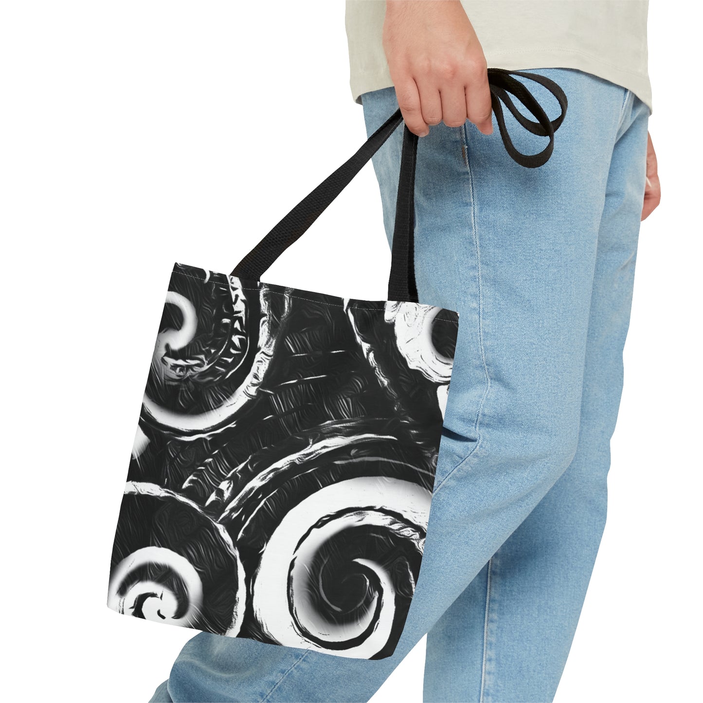Tote Bag (AOP) - black koru design