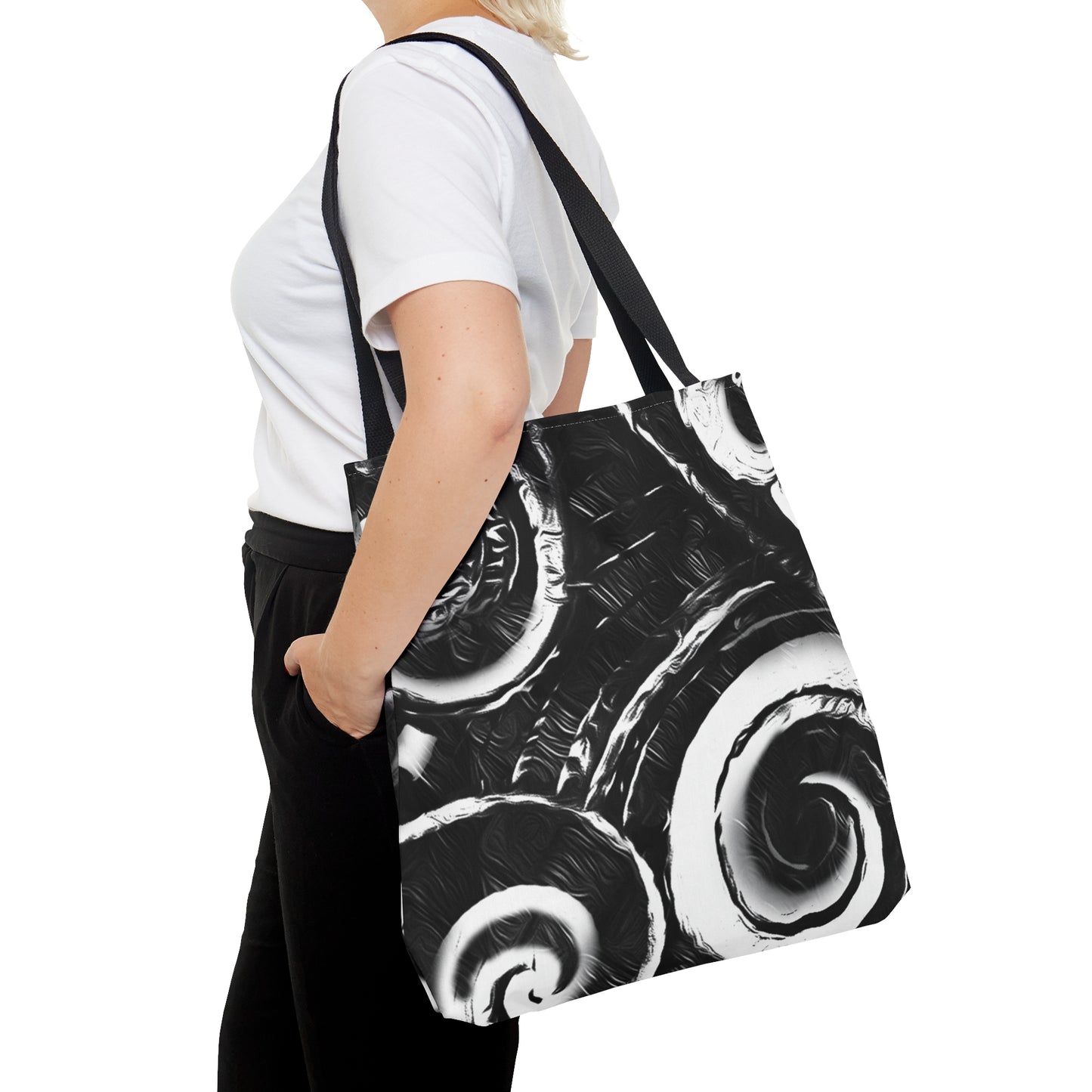 Tote Bag (AOP) - black koru design