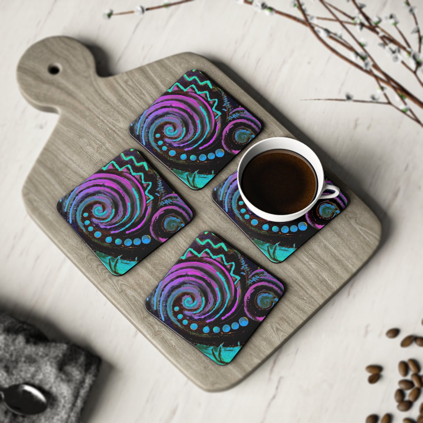 Coasters - koru design - sold separately or as a 4-piece set