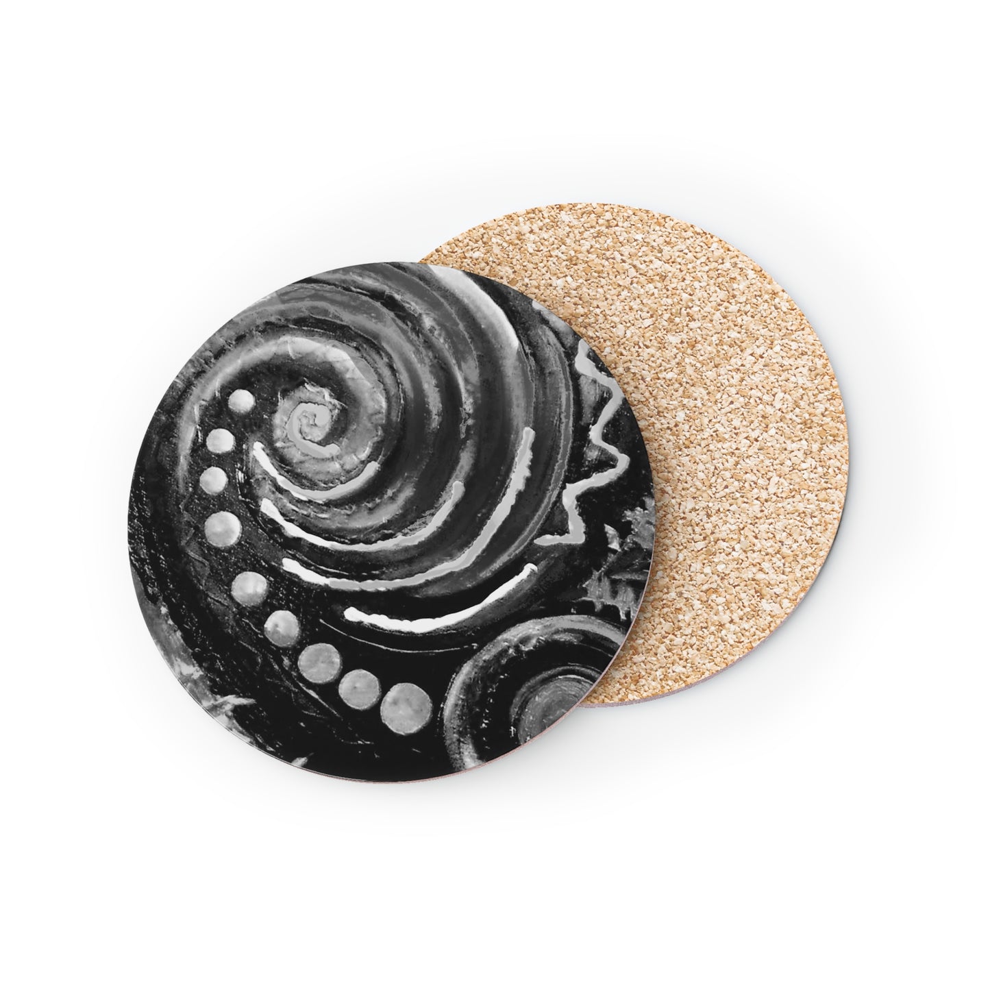 Coasters - koru black design - sold separately or as a 4-piece set