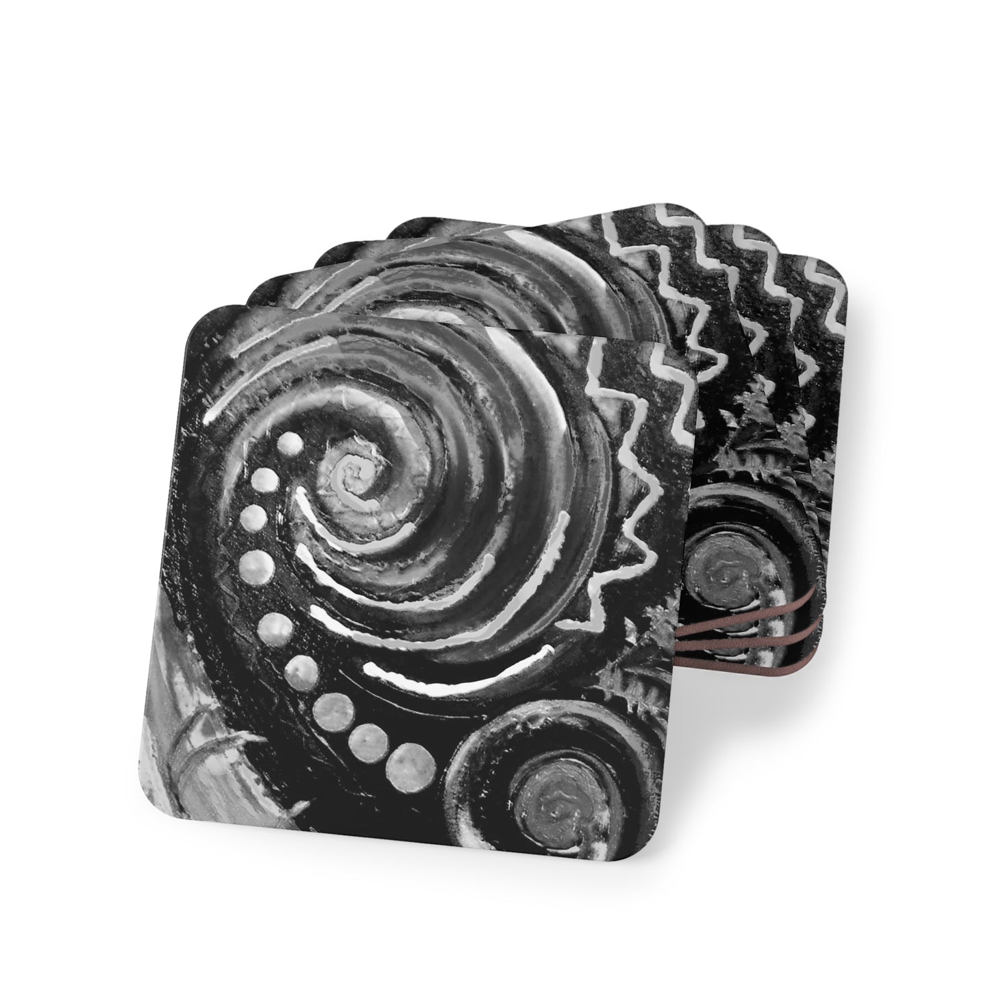 Coasters - koru black design - sold separately or as a 4-piece set