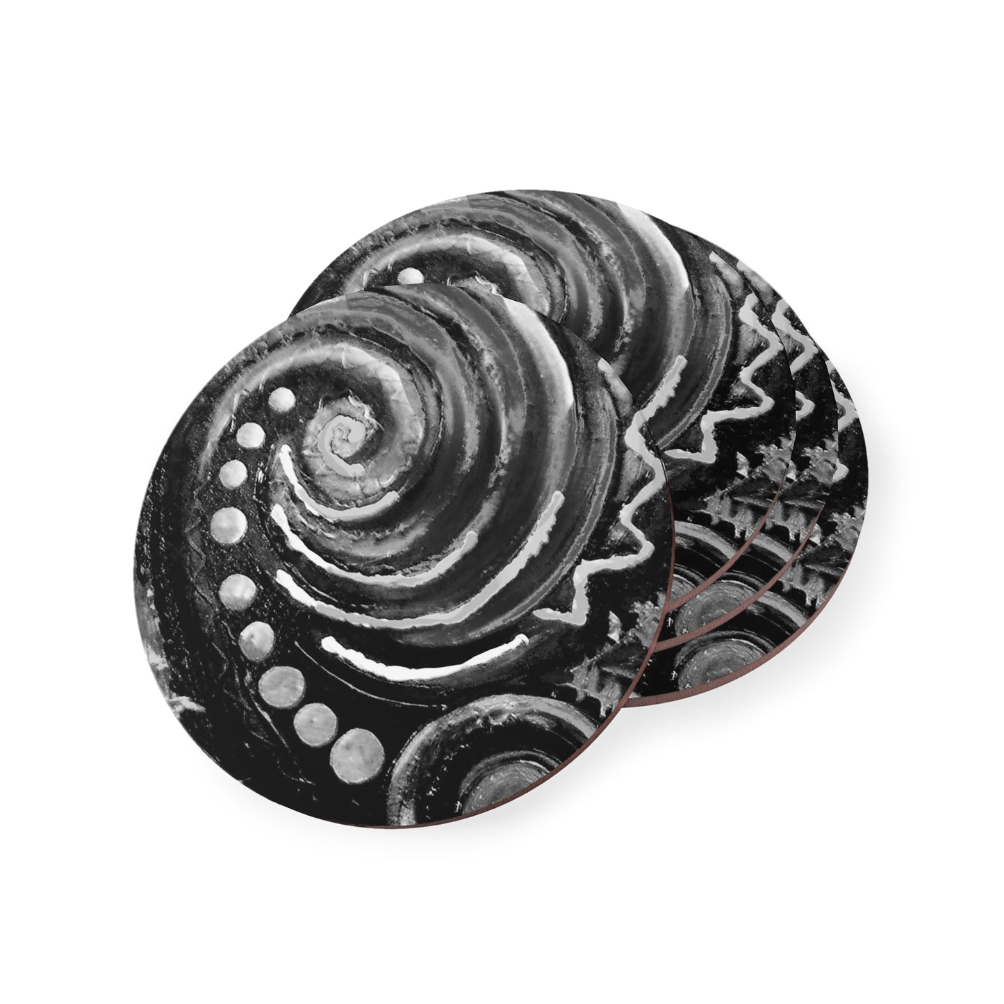 Coasters - koru black design - sold separately or as a 4-piece set