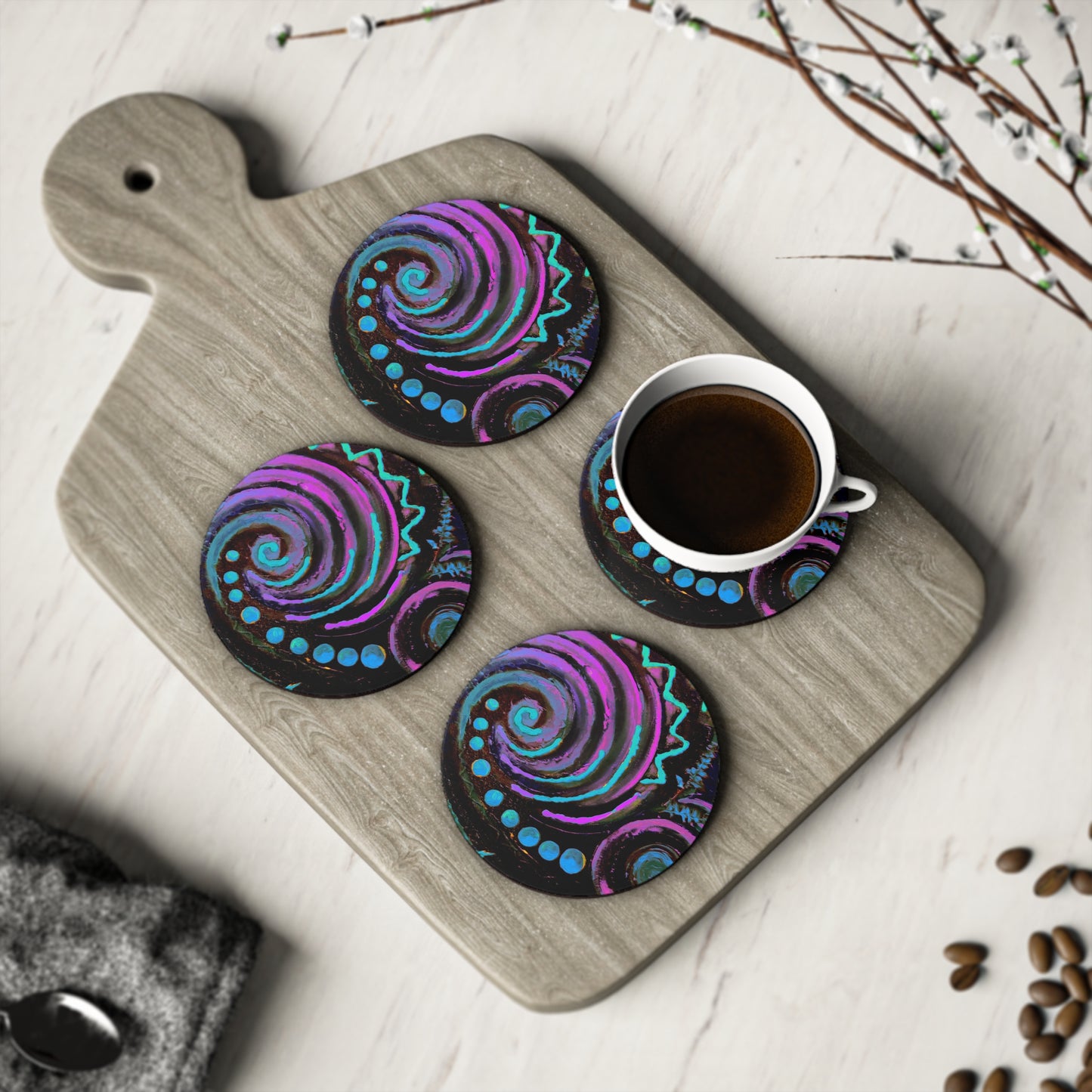Coasters - koru design - sold separately or as a 4-piece set