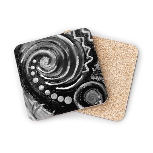 Coasters - koru black design - sold separately or as a 4-piece set