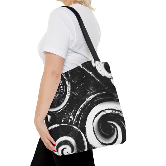 Tote Bag (AOP) - black koru design