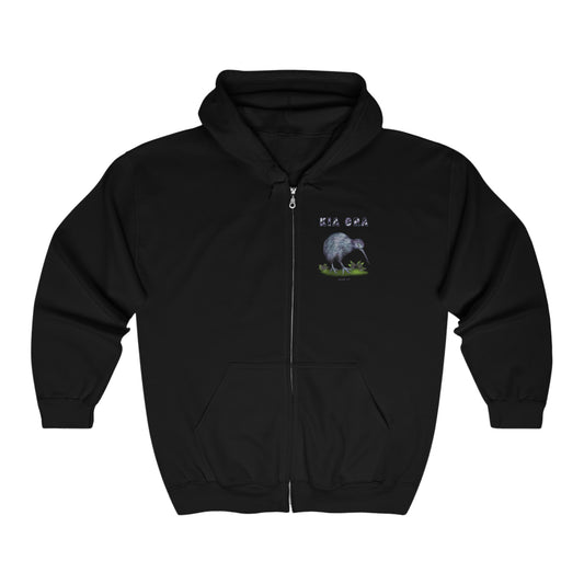 Unisex Full Zip Hooded Sweatshirt - kiwi kia ora design
